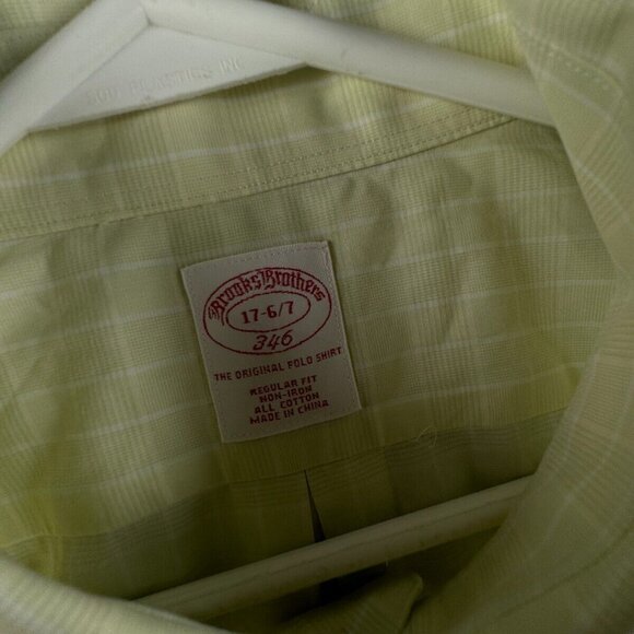 Brooks Brothers Long Sleeve Button Up Shirt Green 17 36/37 Regular Fit Cotton - Picture 8 of 14